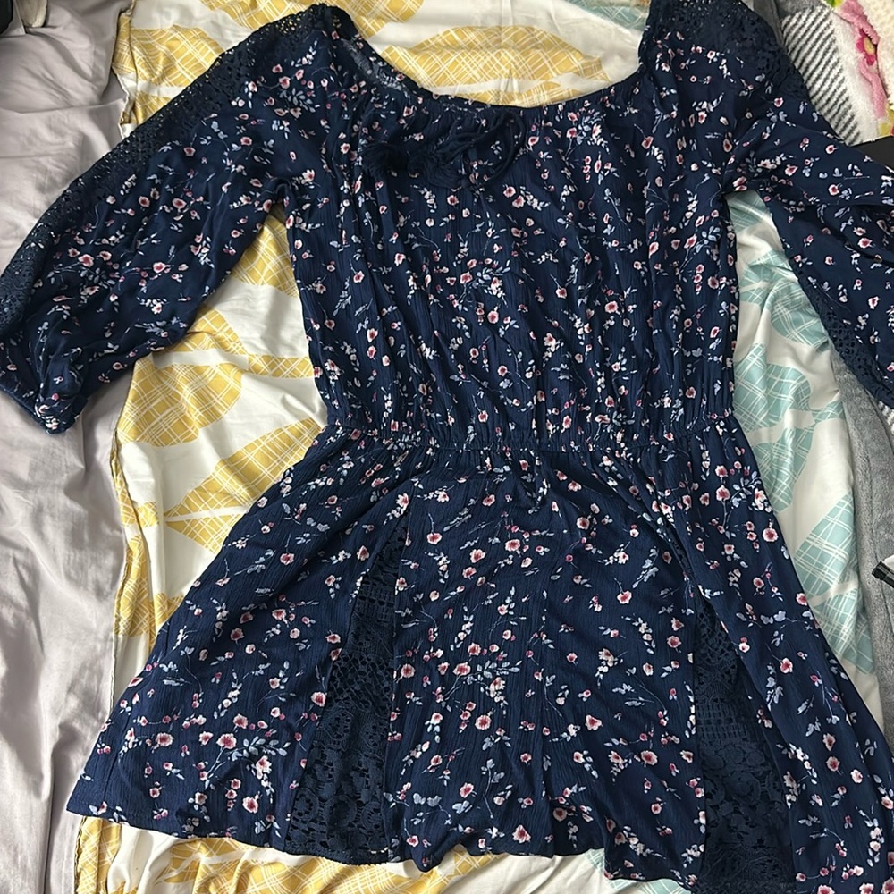 Navy blue floral dress